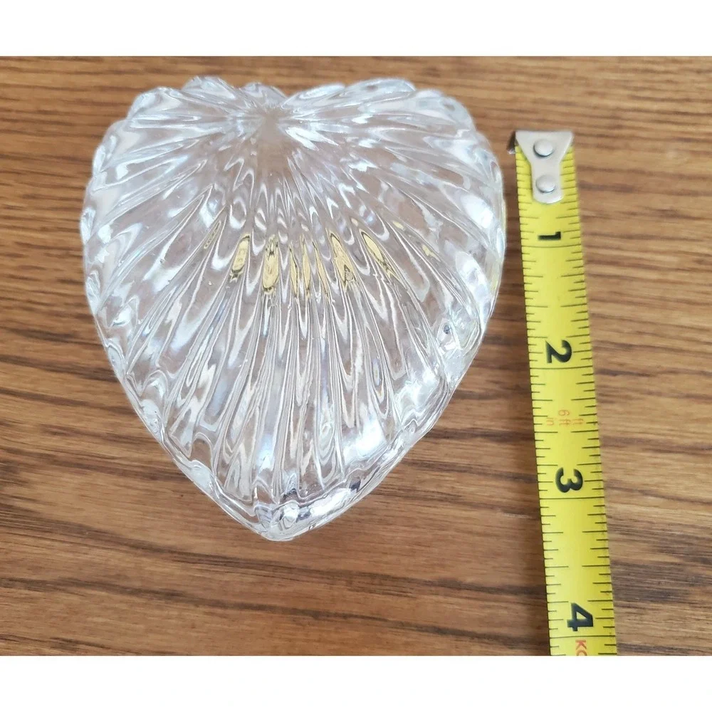 Vintage Zajecar 24 Lead Crystal Glass Heart Trinket Box with Lid Yugoslavia